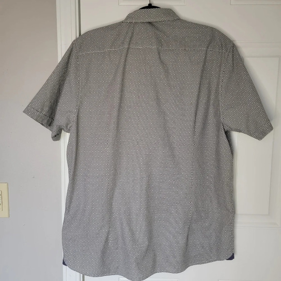 Ted Baker Gray White Hexagon Short Sleeve Button Down Shirt Size 2XL TB 6 - Picture 6 of 12